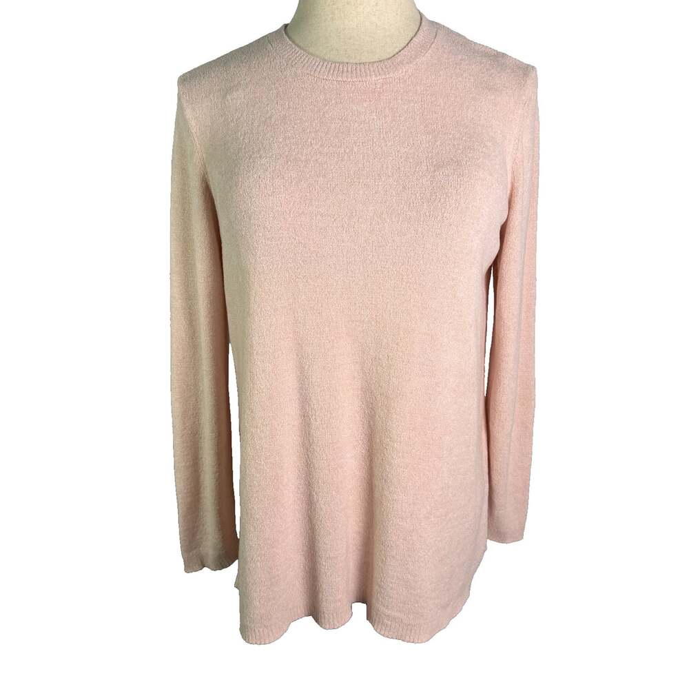 J. Jill Womens Sz L Pink Textured Boucle Knit Sweater Crewneck Long Sleeve Tunic